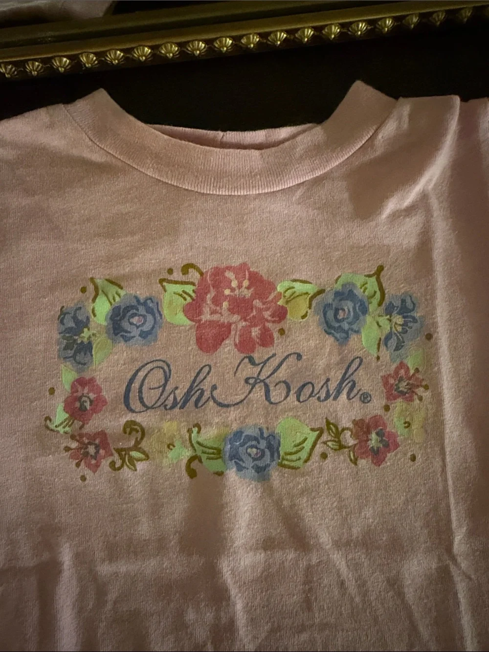 Vintage OshKosh B'gosh Light Pink Tee with Floral Logo